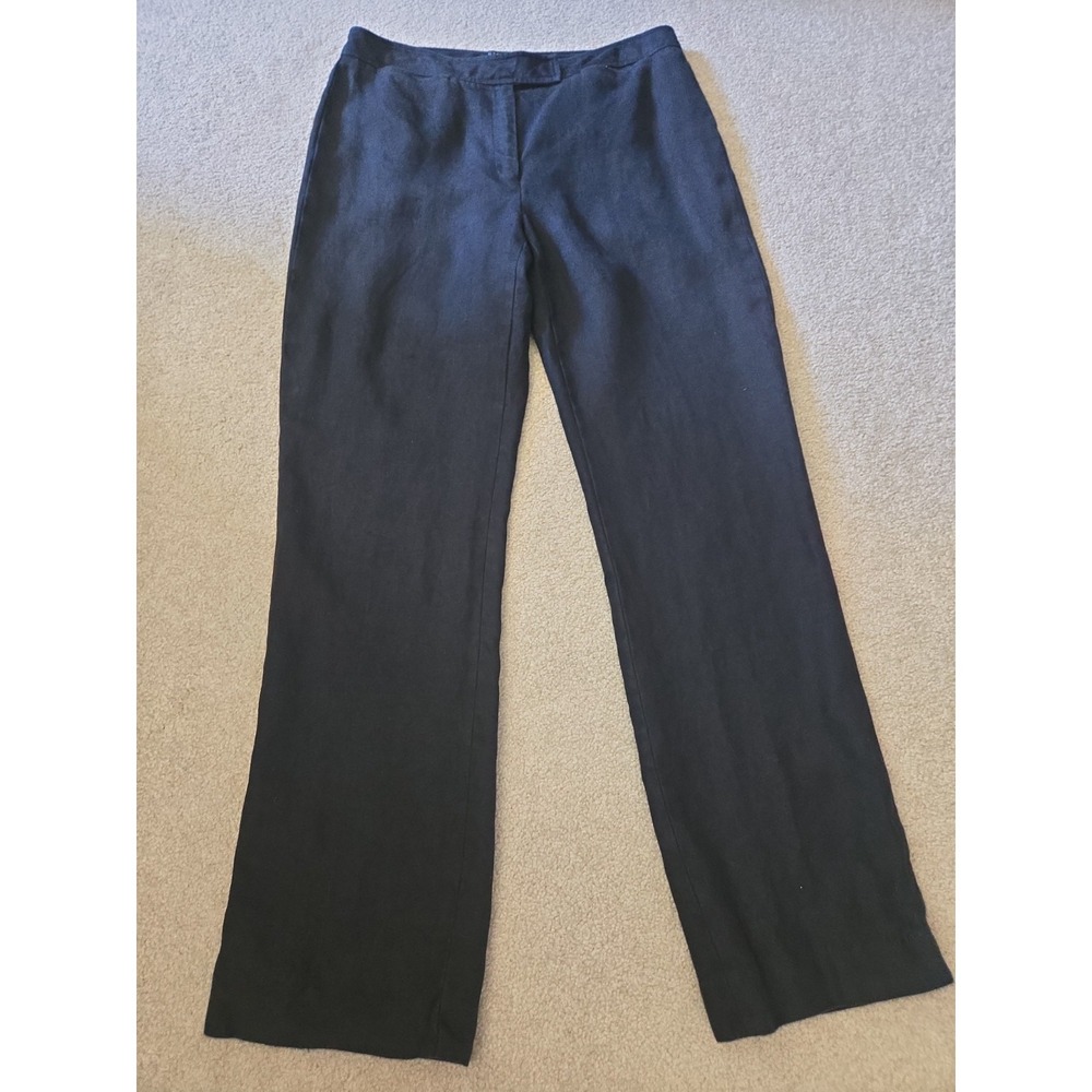 Etcetera women's black linen Thik 100% Pants trouser size 10